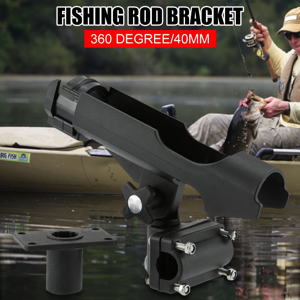 

Fishing Rod Holder for Boat Dinghy Raft Fishing Pole Bracket with Mounting Base 360-Degree Rotatable Rod Support Accessories