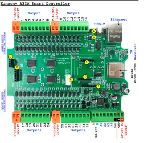 KC868-A32M Релейный модуль Ethernet Плата ESP32 32DI 32DO Wi-Fi Переключатель HTTP Поддержка ESPhome Home