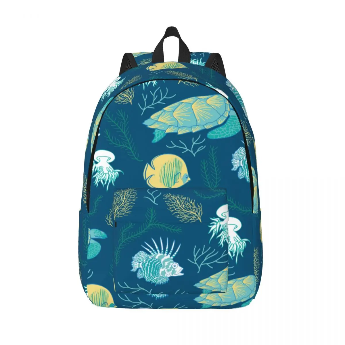 

Men Women Backpack Large Capacity School Backpack for Student Ocean Animals Fire Fish Turtle Jellyfish And Corals School Bag