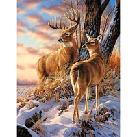 5d diamond painting winter the deer full drill by number kits diy diamond set arts craft decorations