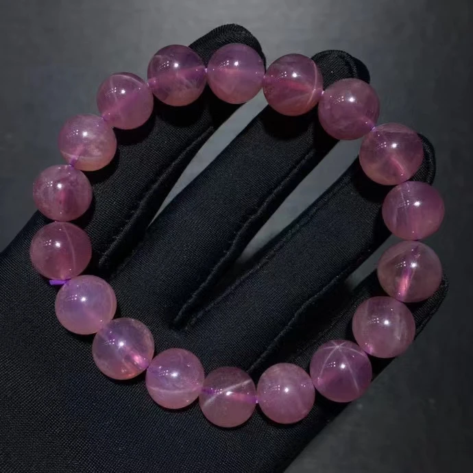 

Natural Purple Rose Quartz Clear Round Beads Bracelet 11.6mm Stretch Star Light Woman Jewelry Purple Rose Quartz Beads AAAAAA
