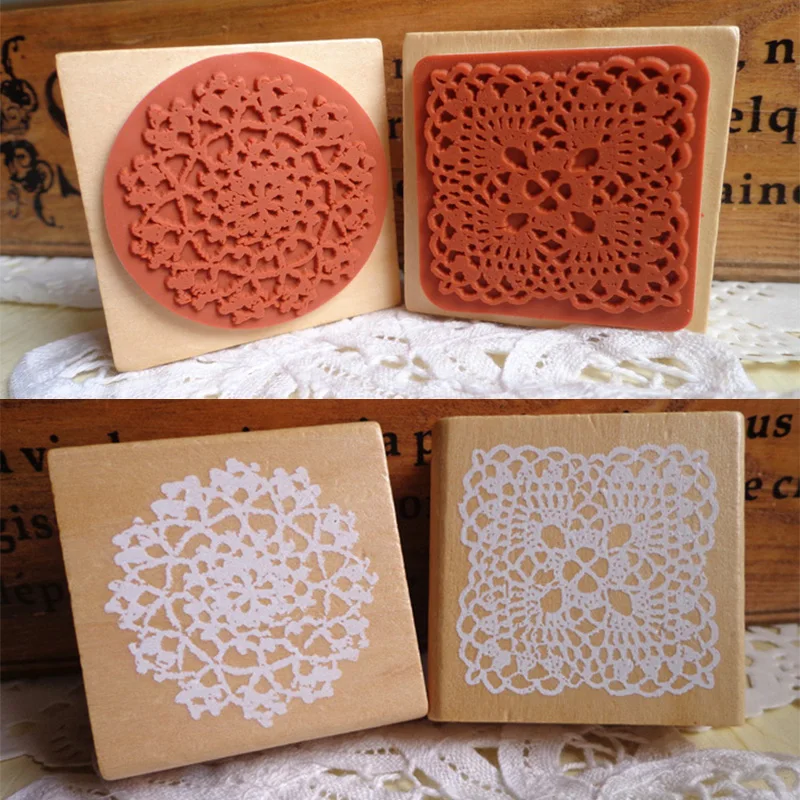 

1pc DIY Wood Rubber Stamp Handmade Lace Flower Scrapbooking Stamps Cards Tags Accessories Arts Crafts Suplies Home Decoration