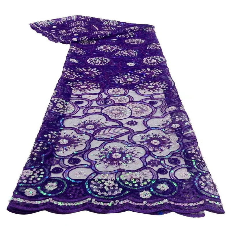 

2023 фиолетовая африканская Тюлевая Кружевная Ткань 5 ярдов французская вышивка сетчатая кружева с блестками для нигерийских свадебных платьев Birdal зеленая