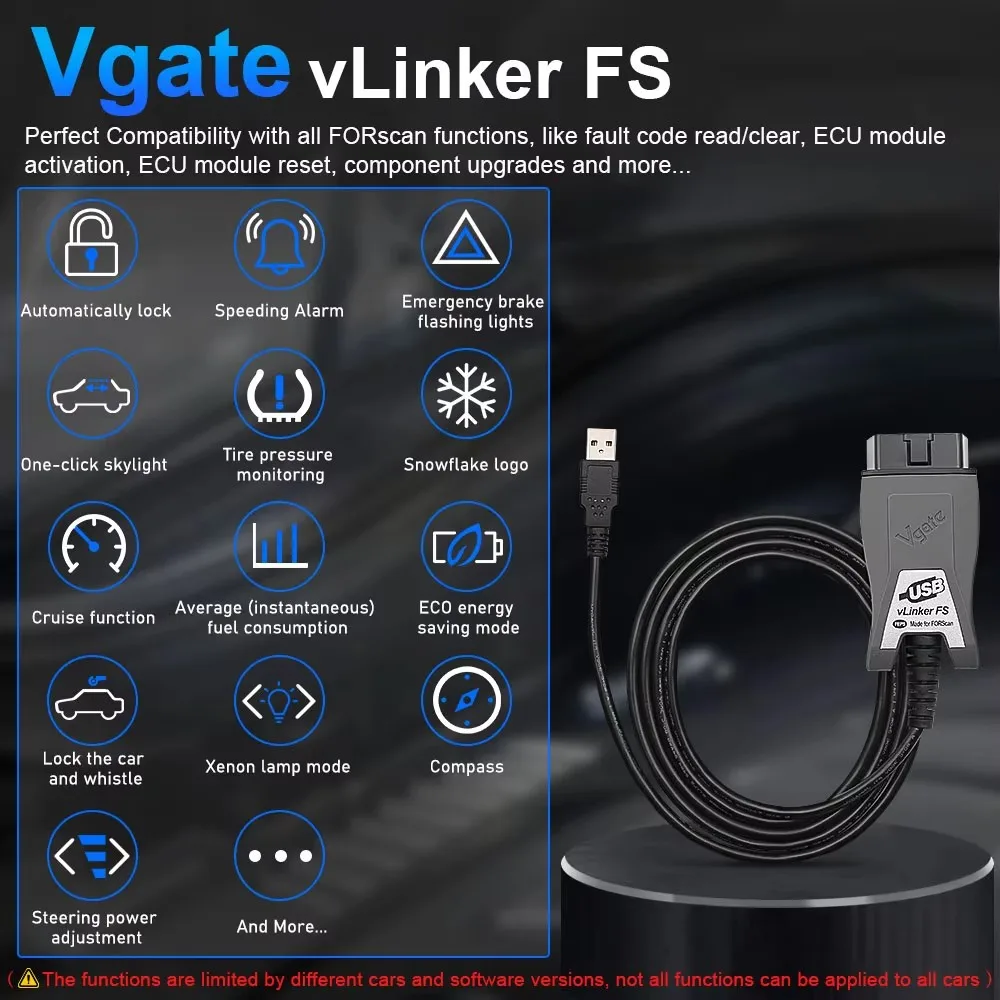 Фото Диагностический сканер Vgate VLinker FS USB ELM327 для Ford FORScan, для Mazda HS MS CAN, интерфейс ELM327 OBD2, инструменты для диагностики автомобилей OBDII №5