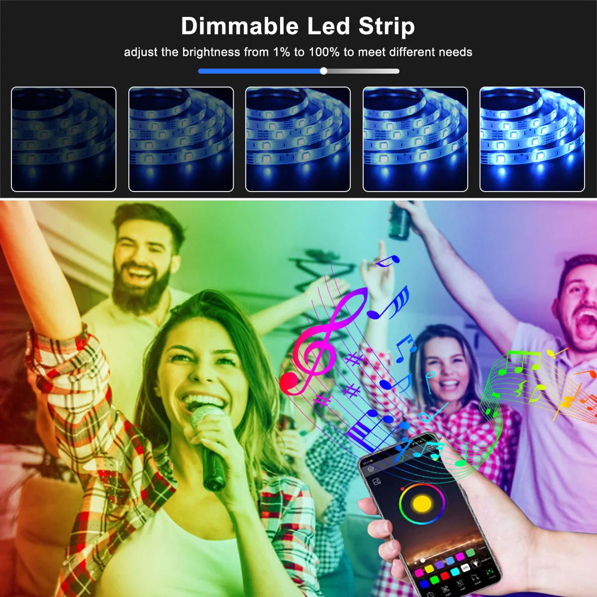Умная Светодиодная лента с Bluetooth 5 м 10 20 RGB 5050 SMD гибкая светодиодная для стены