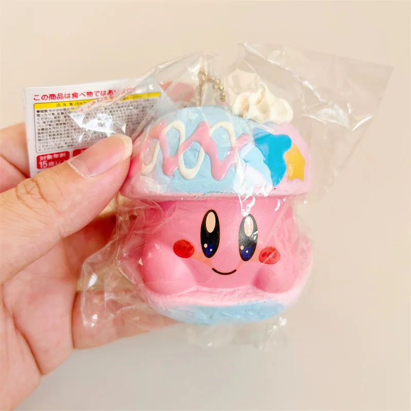 Фото Мягкий брелок-антистресс Kirby Puff Cake, медленно восстанавливающий форму, кавайный аниме-шарм Кирби, подвеска для сумки, подарок №3