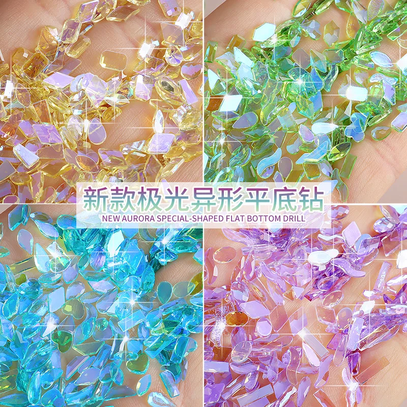 

100pcs Mix Crystal AB Aurora Diamond Rhinestones Nail Art Decoration 3D Glitter Shiny Stones Nail Gems Crystal Strass Accessorie