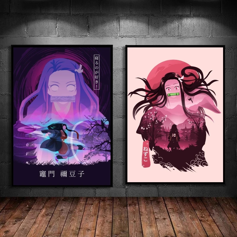 

Demon Slayer Kamado Nezuko Posters and prints Decor Gifts Modular Painting Living Room Children's Bedroom HD Print Art Stickers