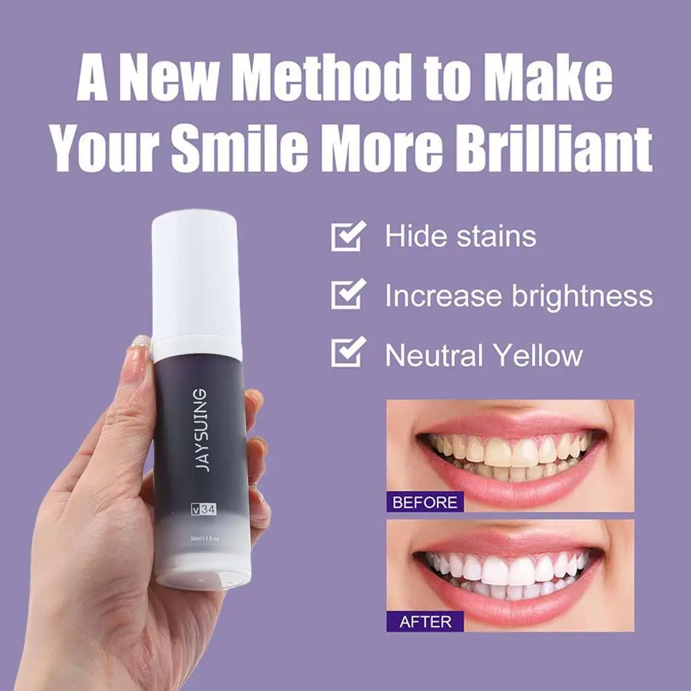 

Whitening Toothpaste V34 Purple Toothpaste Tooth Whitening Mousse Cleaning Brightening Teeth Mousse Care Gel Tooth Deep 30m I5W0