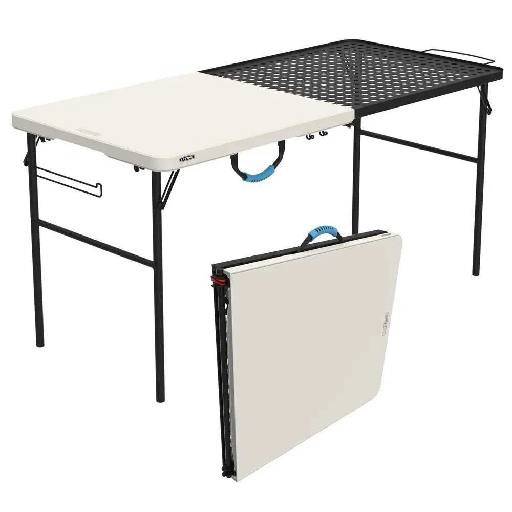 

Gray 5-Foot Folding Table for Tailgating and Camping Camping equipment Camping accsesories Camp cooking set Outdoor gadget Outdo