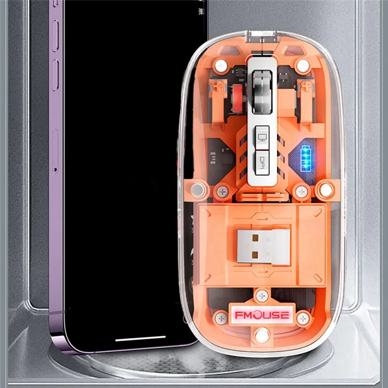 Прозрачная игровая мышь FMOUSE беспроводная Bluetooth-мышь с подсветкой RGB