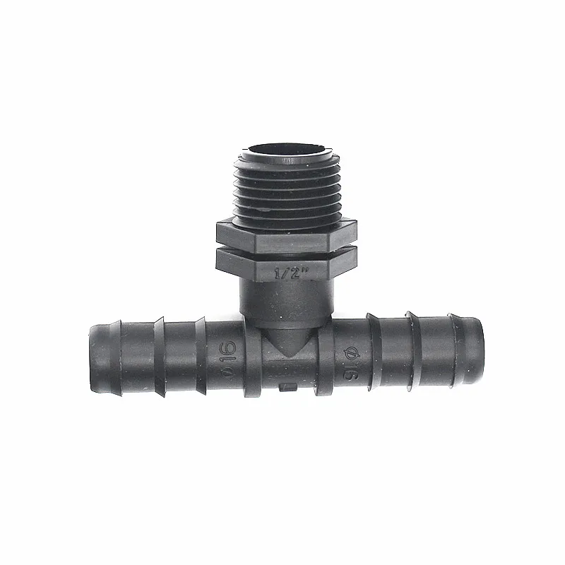 

20-50pcs Male Tee Connector 1/2" Male x Dn16 For PE Tube Poly Hose Barbed Fittings Greenhouse Watering Drip Irrigation Fittings