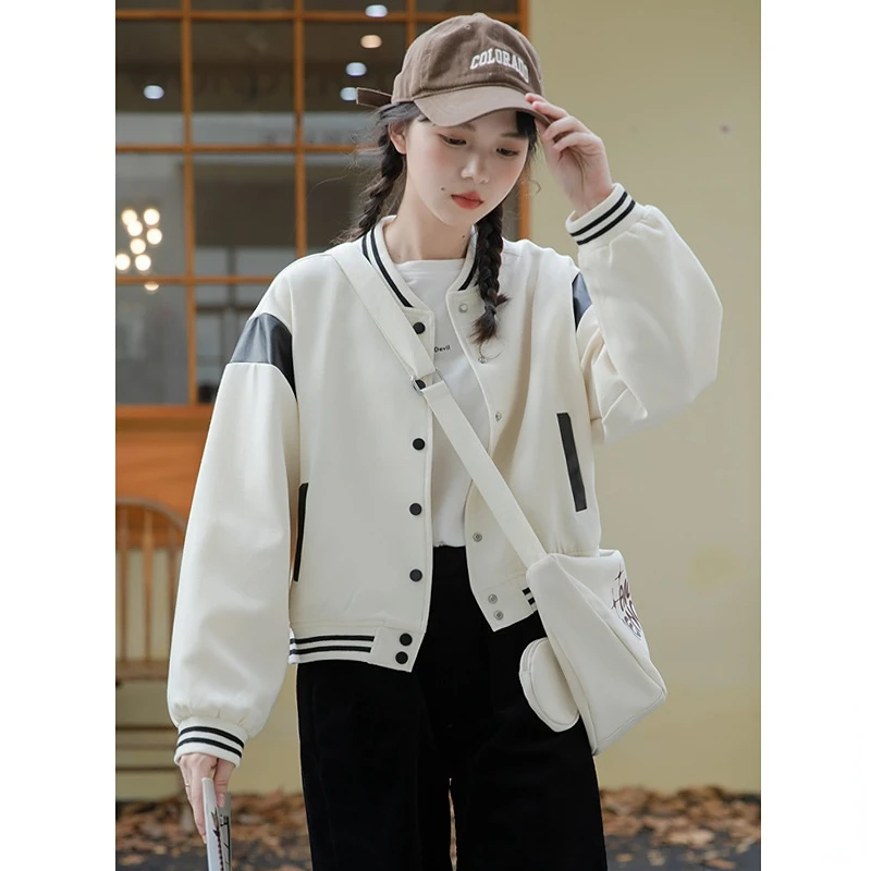 

Женская бейсбольная куртка, маленькая контрастная куртка в стиле ретро, весна-осень, 2023