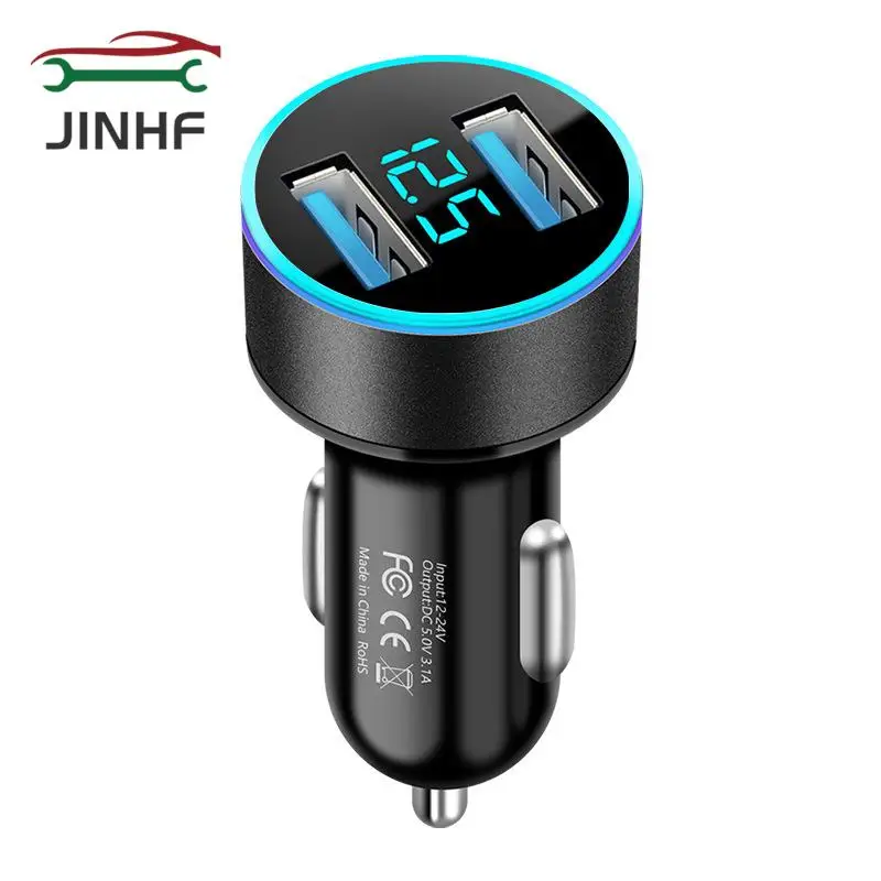 

12V 24V Cars Dual USB Socket 3.1A Phone Charger Cigaretter Light Plug Power Adapter 2 Ports USB Digital LCD Voltage Display
