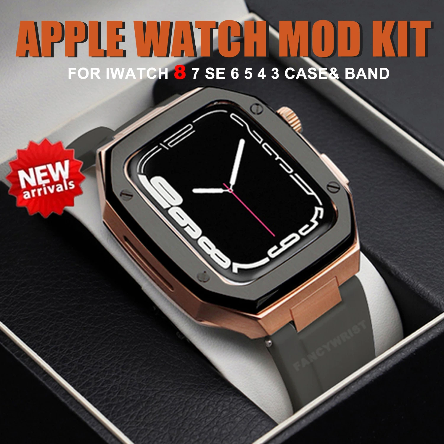 New Modification Mod Kit for Apple Watch Band Case 8 7 45mm 44mm Luxury Metal Bezel Frame Smart WatchBand for IWatch 6 5 4 Strap