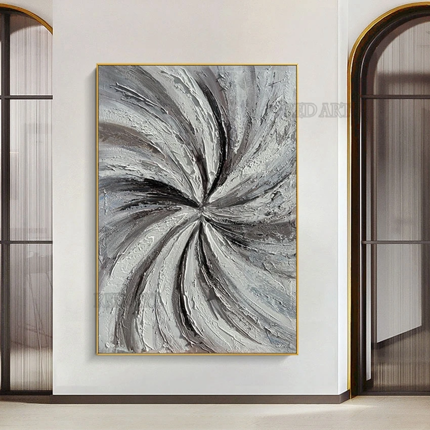 

Handmade Abstract Gray Color Wall Decor Art Unframed Oil Painting Wall Decorative Item On Canvas Modern Murals For Hotel