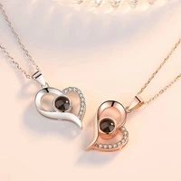 5 styles i love you languages heart shape projection necklace wedding valentines day party birthday pendant jewelry gift