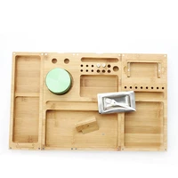 foldable wood rolling tray magnet weed bamboo tray rolling paper console tobacco smoke rolling tray with built in ashtray