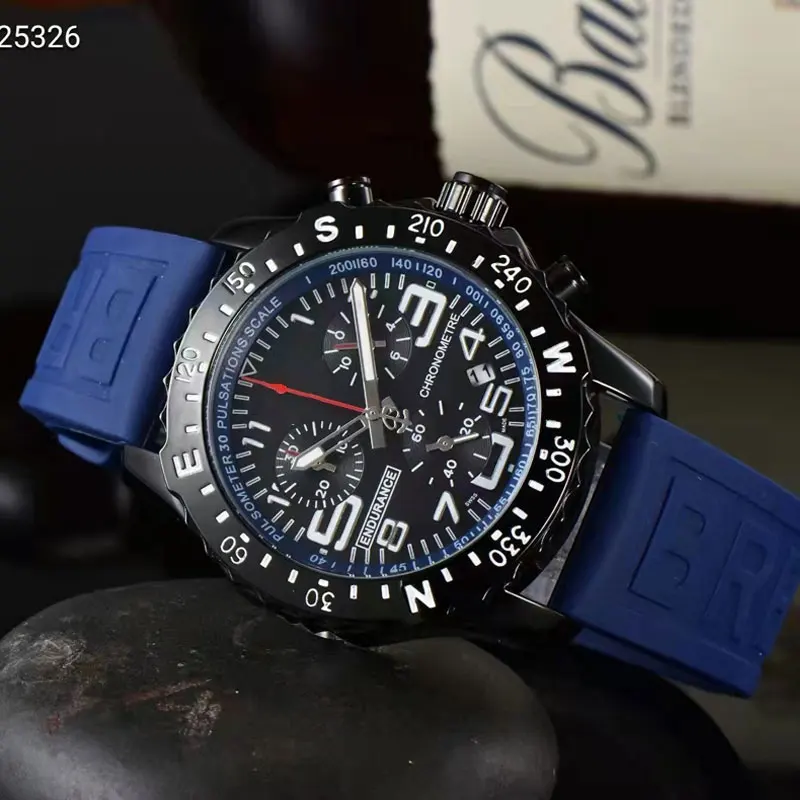 

Top Brand Luxury Quality Fashion Casual Sports Men's Watch Quartz Men's Multifunctional Calendar Silicone BR Military Watch