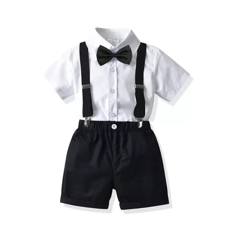 

Children Wear Handsome Baby Boys College Wind School Performance Clothes Gentlemans Clothes Shirt Shorts Suspenders Bow Tie Suit