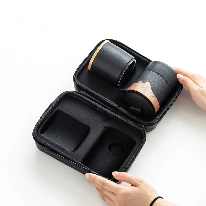 Керамическая простая креативная черная керамика один горшок две чашки