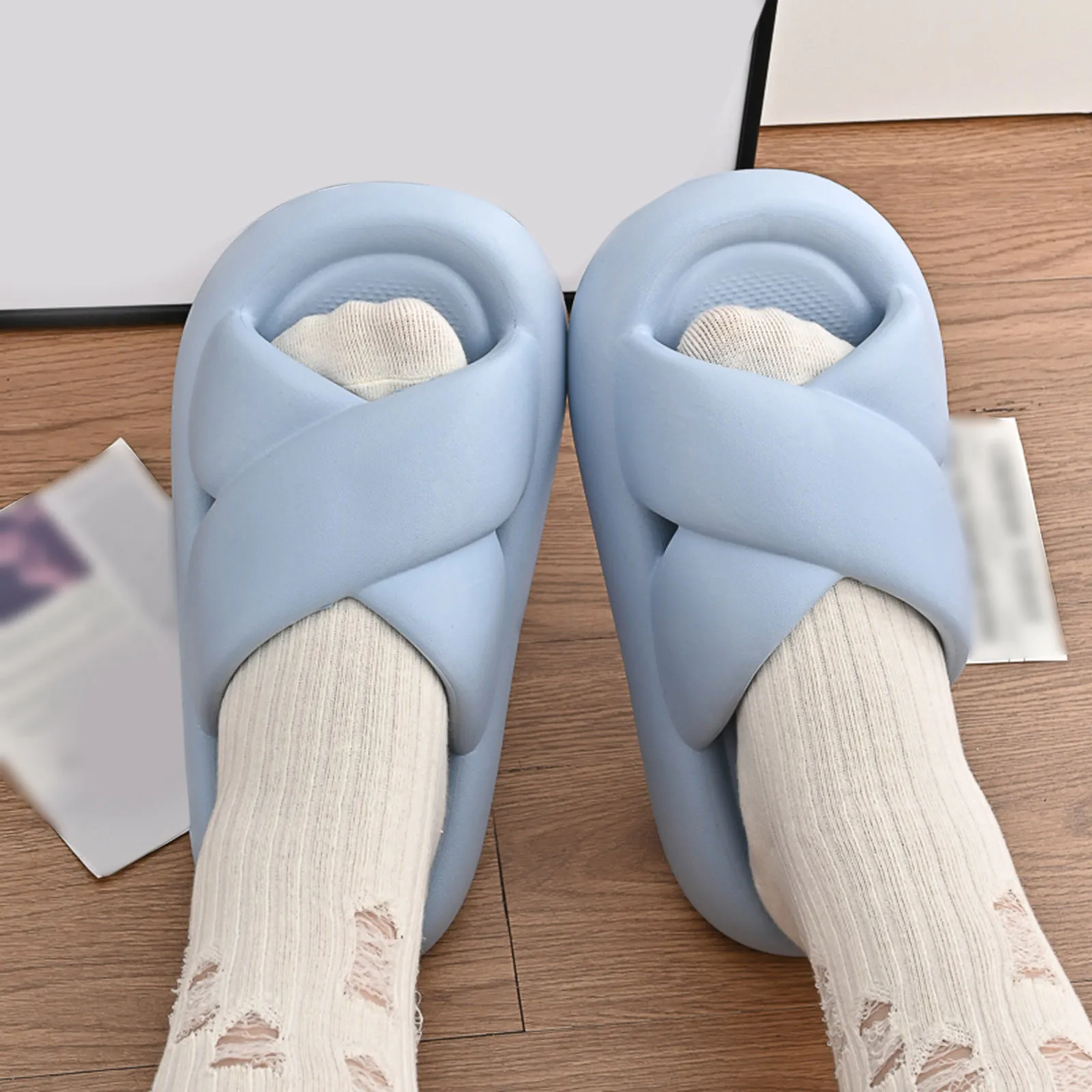 

Модные Женские однотонные удобные тапочки на толстой подошве с открытым носком