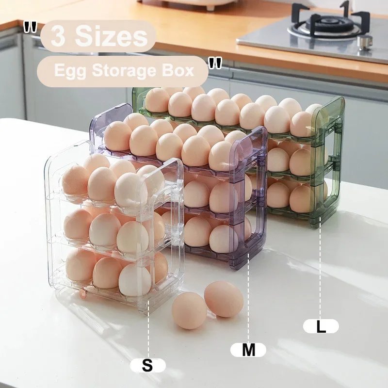 

Flip-Type Egg Holder for Refrigerator Storage Box Rack Plastic Egg Holder Organizer Food Container Tray Kitchen Accessories