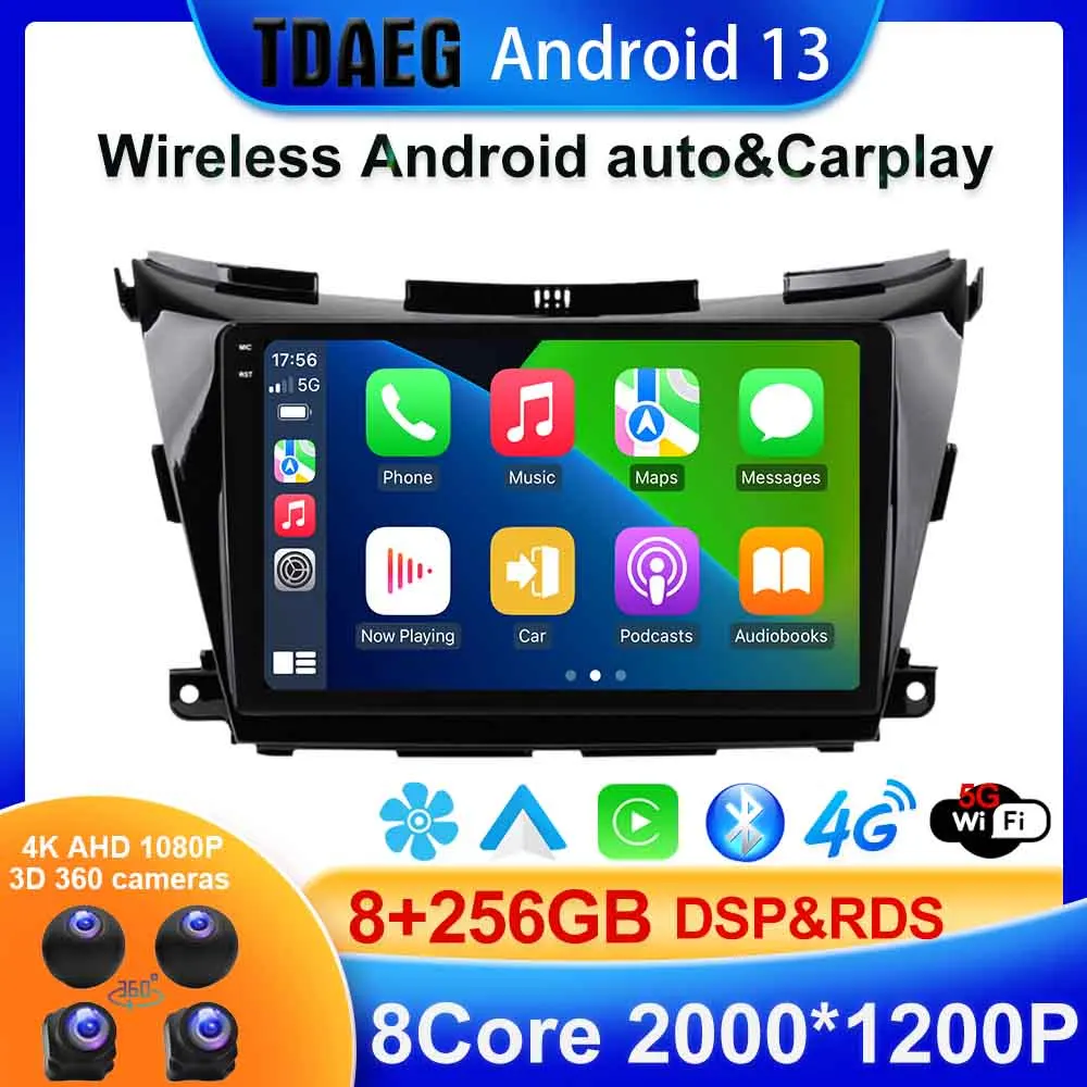 

Android 13 8+ 256G Multimedia Stereo Player For Nissan Murano Z51 2014 2015 2016 2017-2020 GPS Radio Video Head Unit