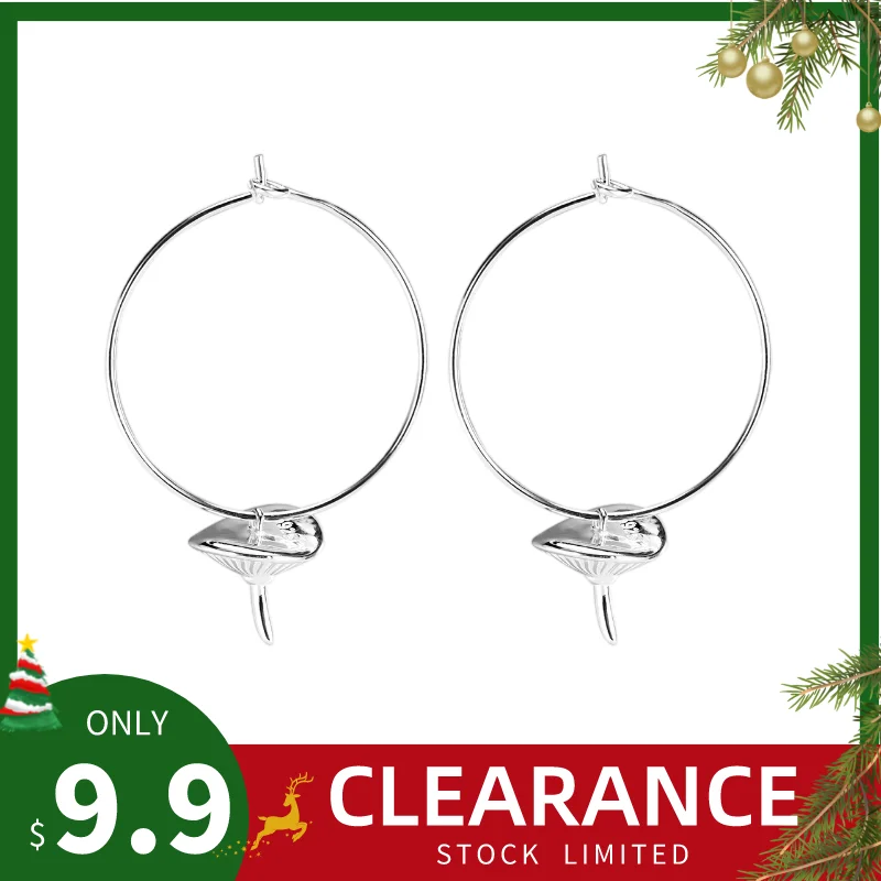 

GEEZENCA 925 Sterling Silver Large Circle Mushroom Hoop Earrings For Women Hyperbole Cute Trendy Earring Fine Jewelry Party Gift