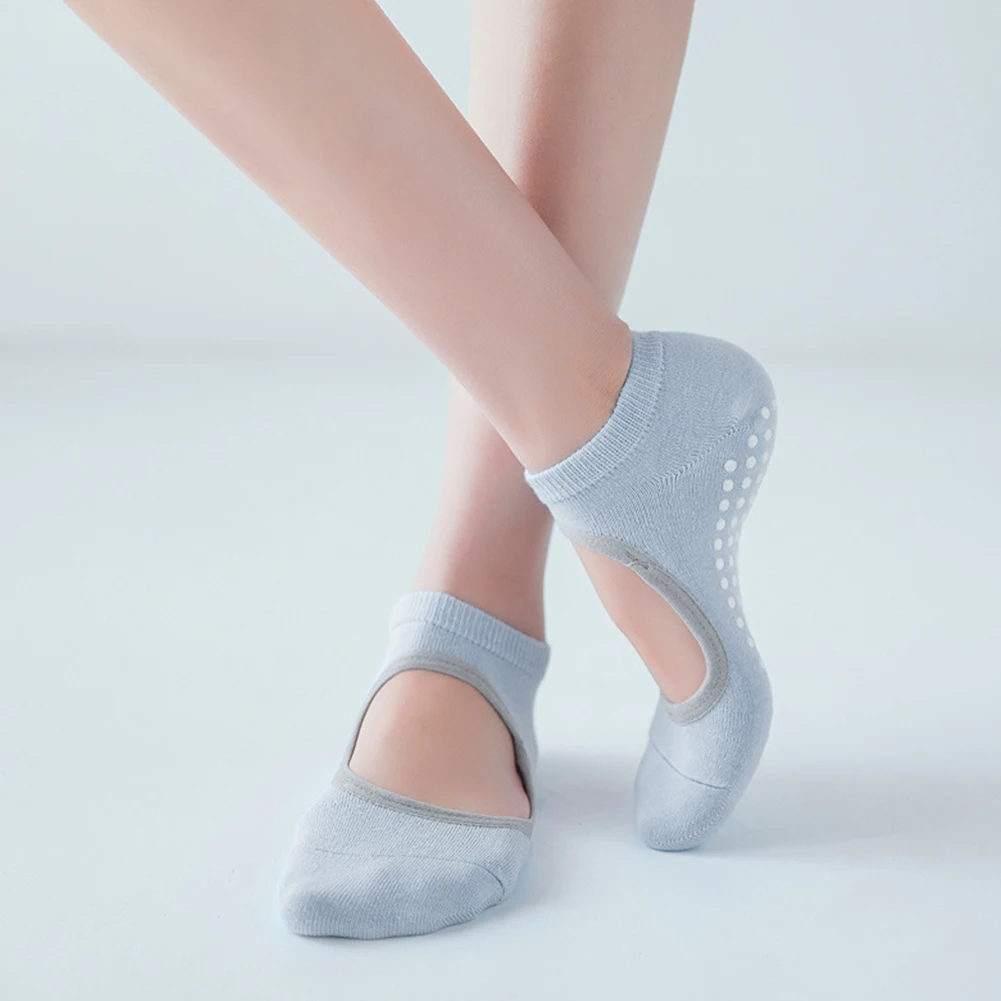

Ladies High Quality Pilates Socks Anti-Slip Breathable Backless Yoga Socks Ankle Ladies Ballet Dance Sports Socks for Fitness