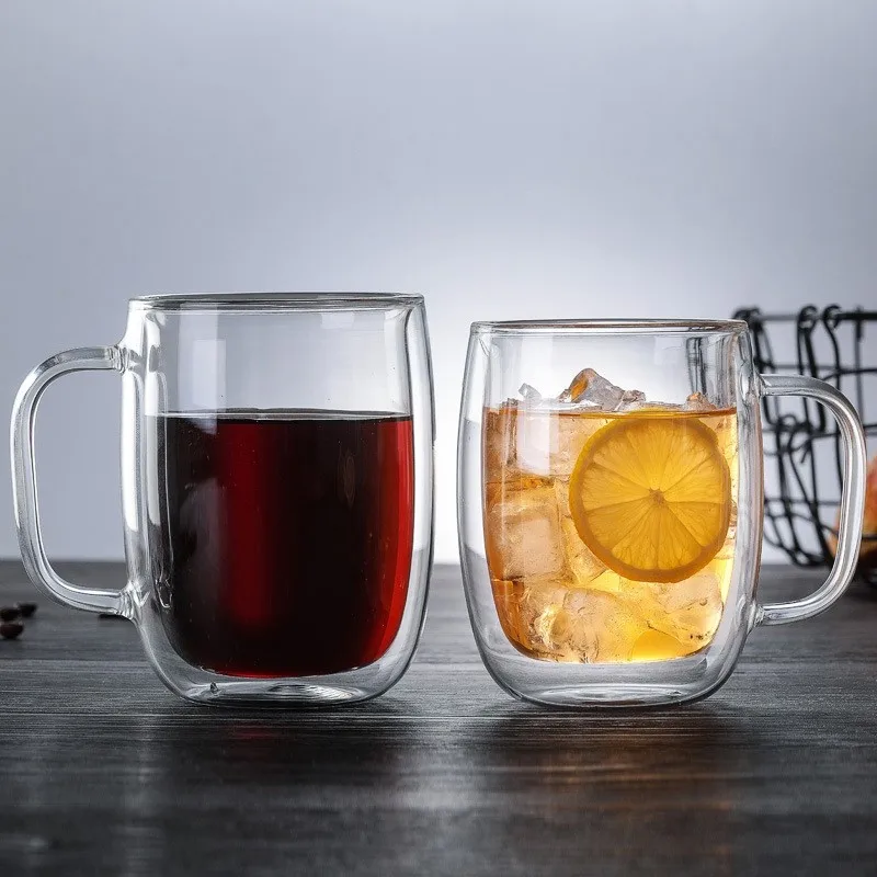

Big Beer Wine Glasses Drinking Whiskey Vodka Cup Coffee Juice Water Cups Tea Mug Double Bottom Glass Mugs For Home Wholesale