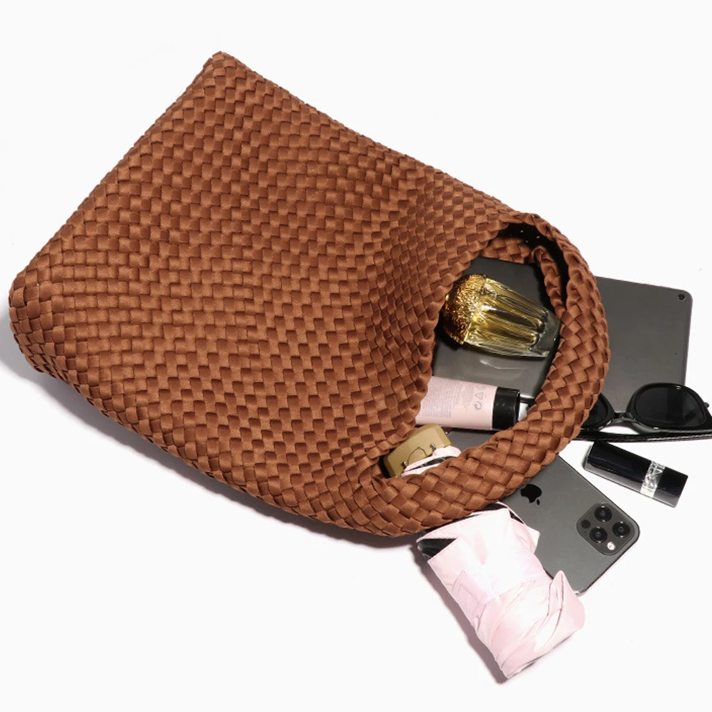 FIWIUU Womens Handbag Composite Bag Bucket Woven Shoulder Bag Waterproof Beach Bag Hobo Tote Bag