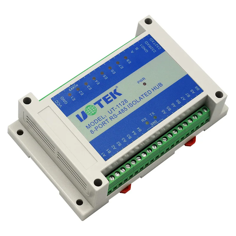 Фото UOTEK Промышленный RS232 RS-232 RS-485 на 8 портов RS485 Последовательный концентратор RS485 Оптоэлектронная изоляция Адаптер защиты от перенапряжения ESD UT-1128 №5
