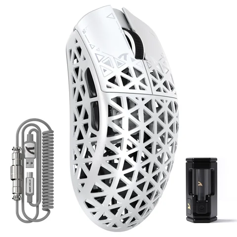 Беспроводная игровая мышь ATTACK SHARK R5Ultra из углеродного волокна 8K PAW3950MAX со спиральным кабелем 8K,
