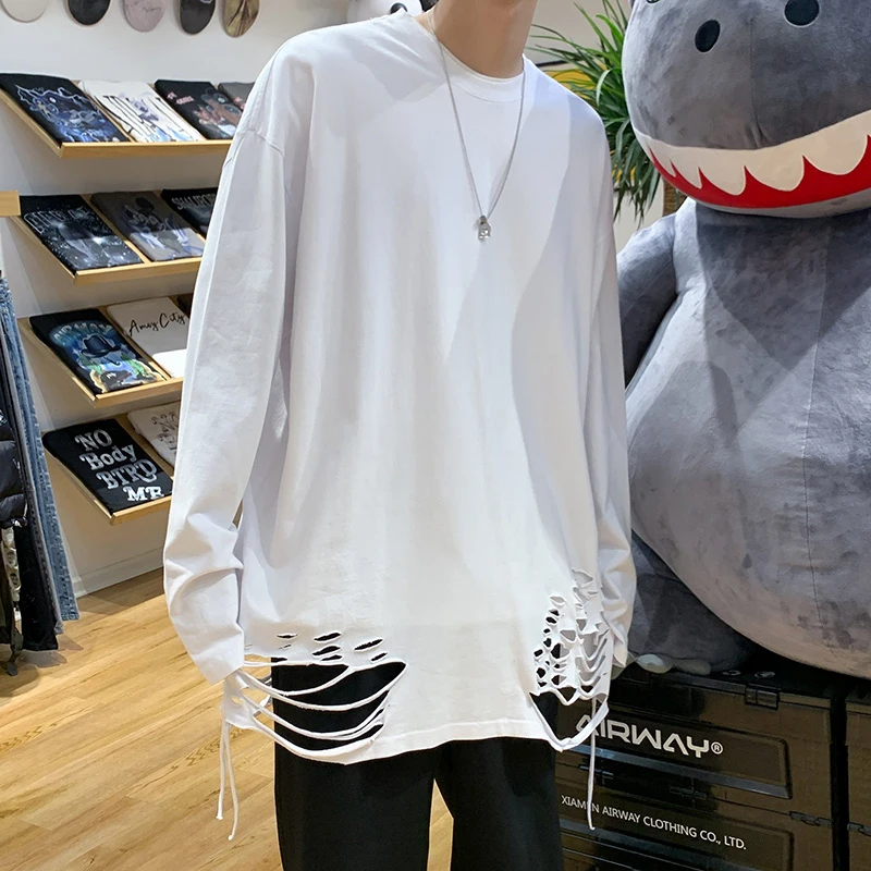 Футболка мужская оверсайз с длинными рукавами модная брендовая свободная