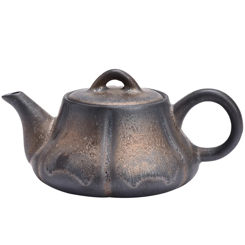 

Stoneware Vintage Gilding Iron Glaze Teapot Household Kung Fu Tea Set Tea Making Device Small Size Manual Flambe Single Teapot