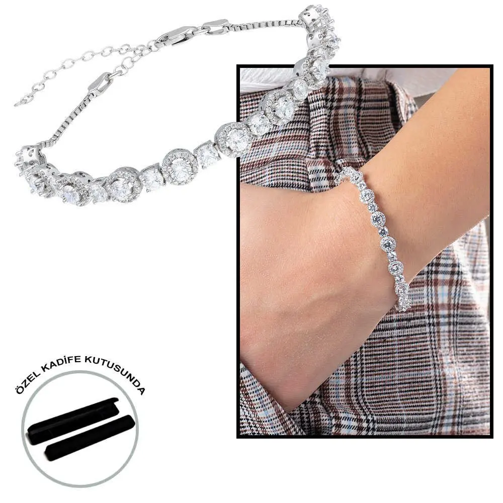 

Nipora Starlight Diamond Mounted Oval Design 925 Sterling Silver Waterway Women Bracelet
