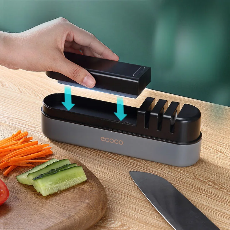 

4 In 1 Knife Sharpener Professional Diamond Ceramic Sharpening Stone Coarse Fine Grinding Kitchen Tool Accessories