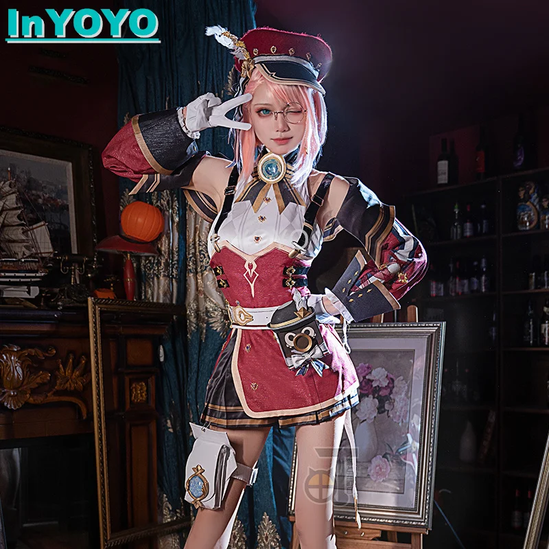 

InYOYO Genshin Impact Charlotte Fengdan Reporter Cosplay Costume Game Suit Role Play Halloween Party Outfit For Wome S-XL