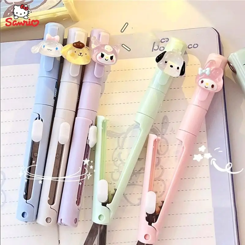 

Cinnamoroll Kuromi Mymelody ручка бочонка ножницы аниме мультфильм студент резка бумаги искусство ножницы брикет ножницы