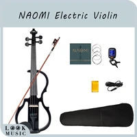 naomi 44 black electric violin kit full size electronic violin wbrazilwood bow rosin tuner strings cable case student violin