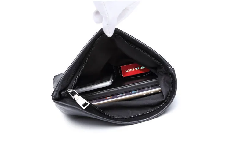 Fashion Men's Folding Handbag Clutch Bag Organizer Wallet Trend Ipadbags Moneybag Business Leisure Black Wear-resistant PU