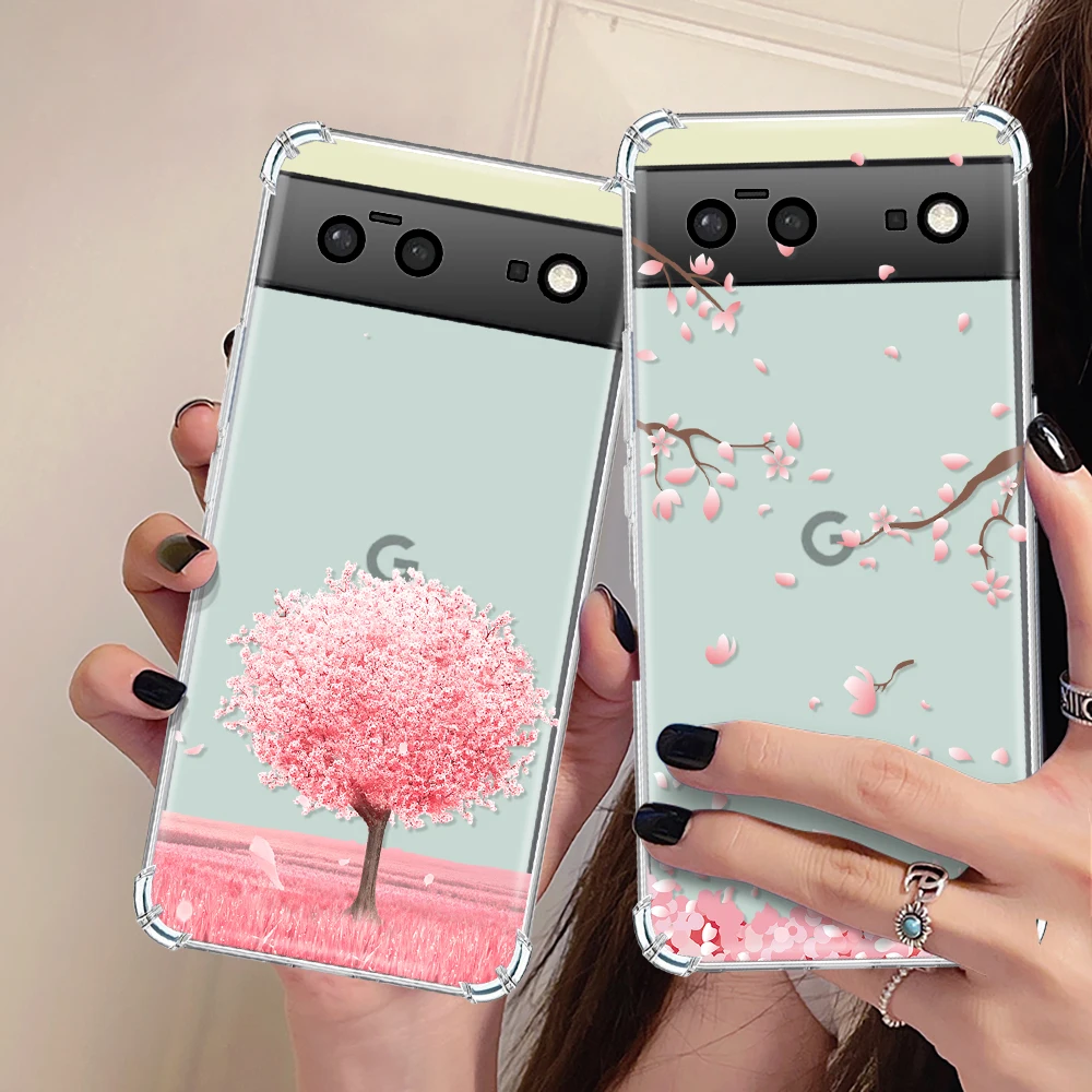 

Cherry Blossoms Floral Case for Google Pixel 7Pro 7 Back Shell Covers for Pixel 6a 6 6Pro Shockproof Soft TPU Protection Shell