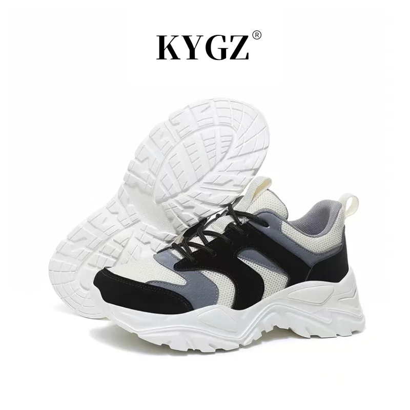 KYGZ Chunky Sneakers Woman White Thick Bottom Casual Shoes Ladies 2022 Platform Sneakers Shoes for Women Black