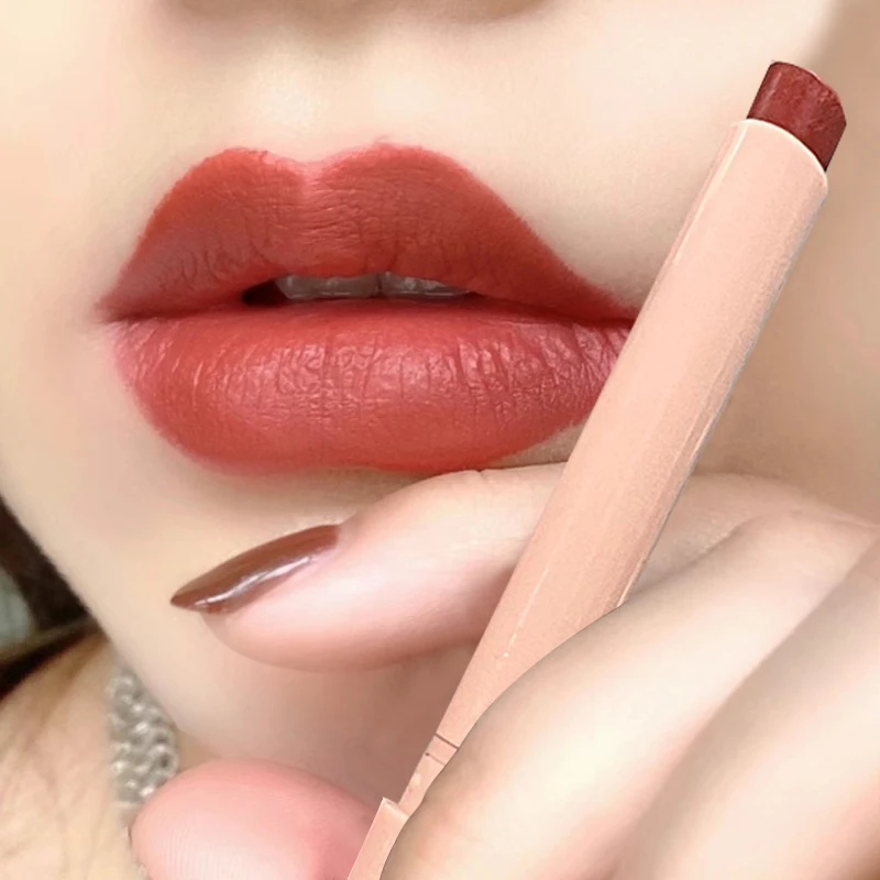 

6Colors Lipsticks Matte 24 Hours Waterproof Lip Makeup Long Lasting No Fade Color Silky Smooth Thin Tube Nude Lipstick Cosmetics