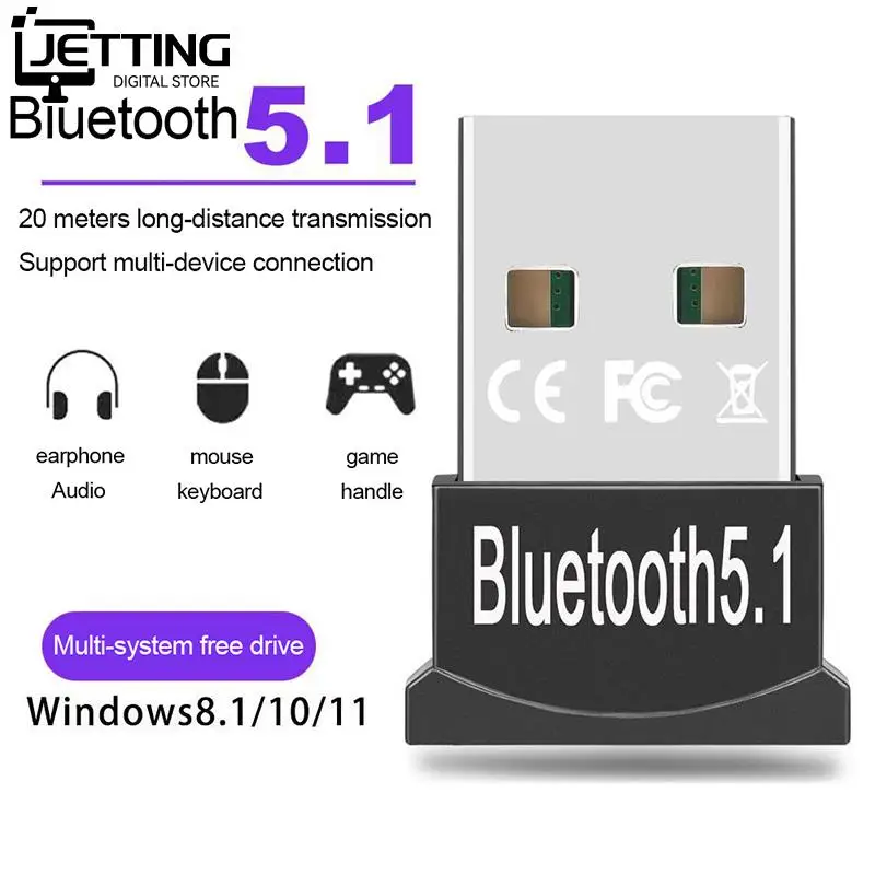 

USB Bluetooth 5,1 адаптер передатчик приемник Bluetooth аудио BT 5,1 ключ беспроводной USB адаптер для компьютера ПК ноутбука динамика