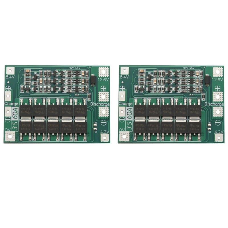 

Top Deals 2X 3S 60A Bms Board 11.1V 12.6V 18650 Li-Ion Lithium Battery Protection Board Enhanced Version