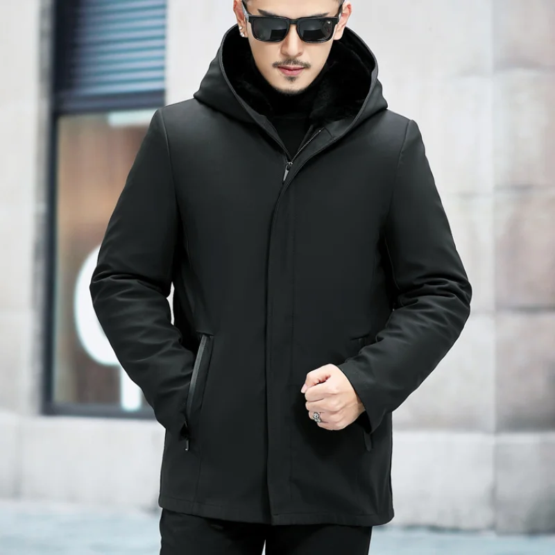 

Men's Hooded Jacket Winter 2023 Mink Liner Coat Men Thick Korean Fur Parkas Casual Clothes Abrigo Hombre Invierno SQQ1007