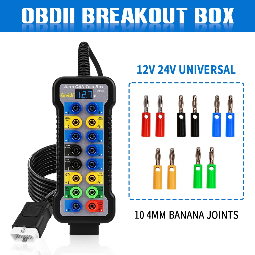 

2026 OBDII Автомобильный разрывной блок Obd Breakout Box Автомобильный детектор протокола с выходом Автомобильный монитор интерфейса Obd2 для автомобиля