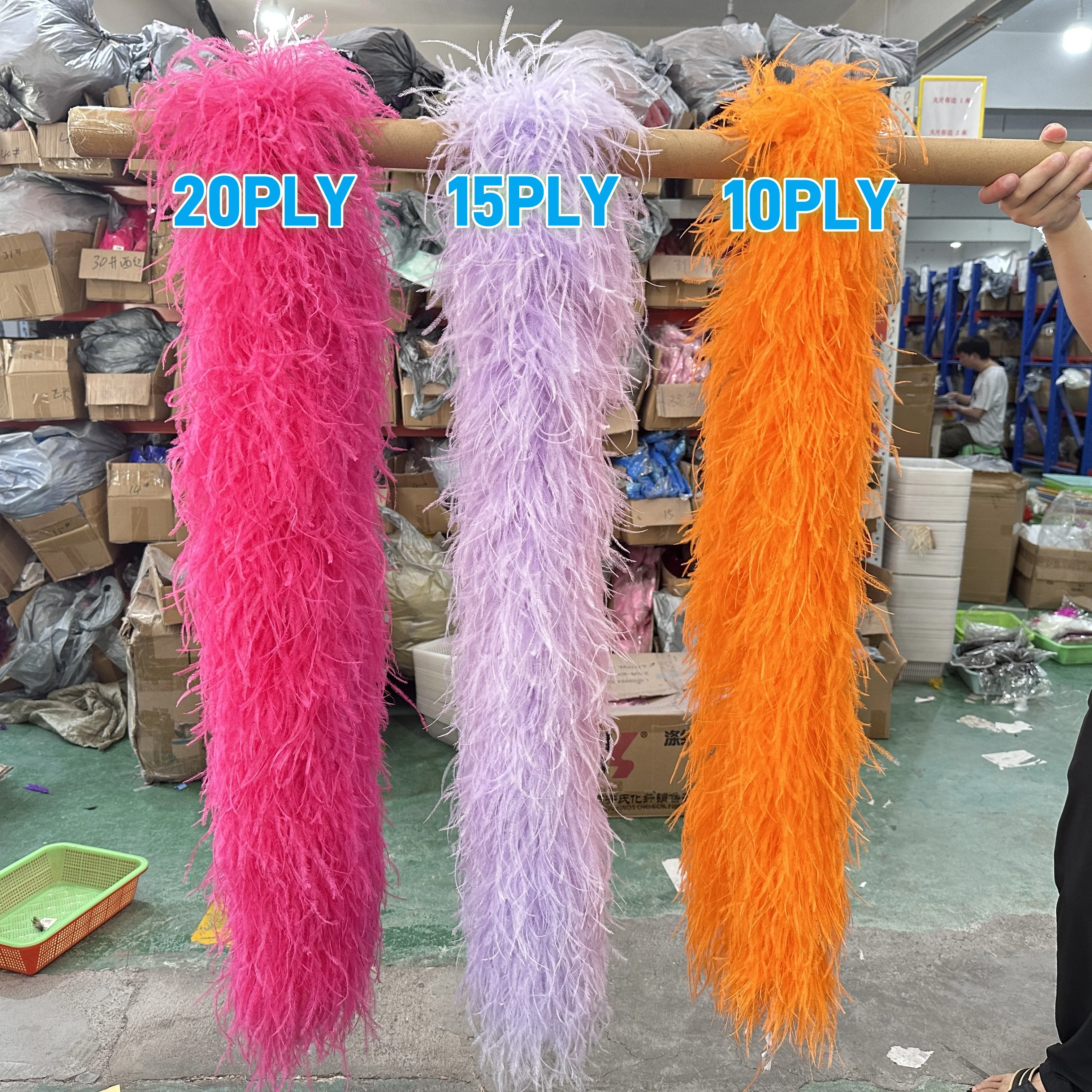 Фото Разноцветные бриллианты 2 м, 6, 9, 10, 15, 20PLY, страусиный боа, пушистые перья, отделка для украшения свадебного платья, плюшевая шаль №1